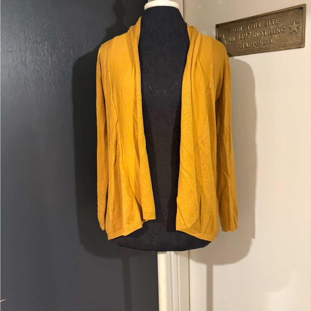 💜 Zara Women's Mustard Yellow Open Cardigan Sweater